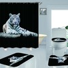 Realistic 3D White Tiger Shower Curtain, Animal Bathroom Decor, Durable and Waterproof