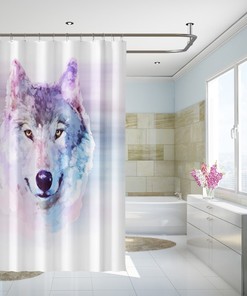 Realistic 3D Wolf Animal Bathroom Shower Curtain