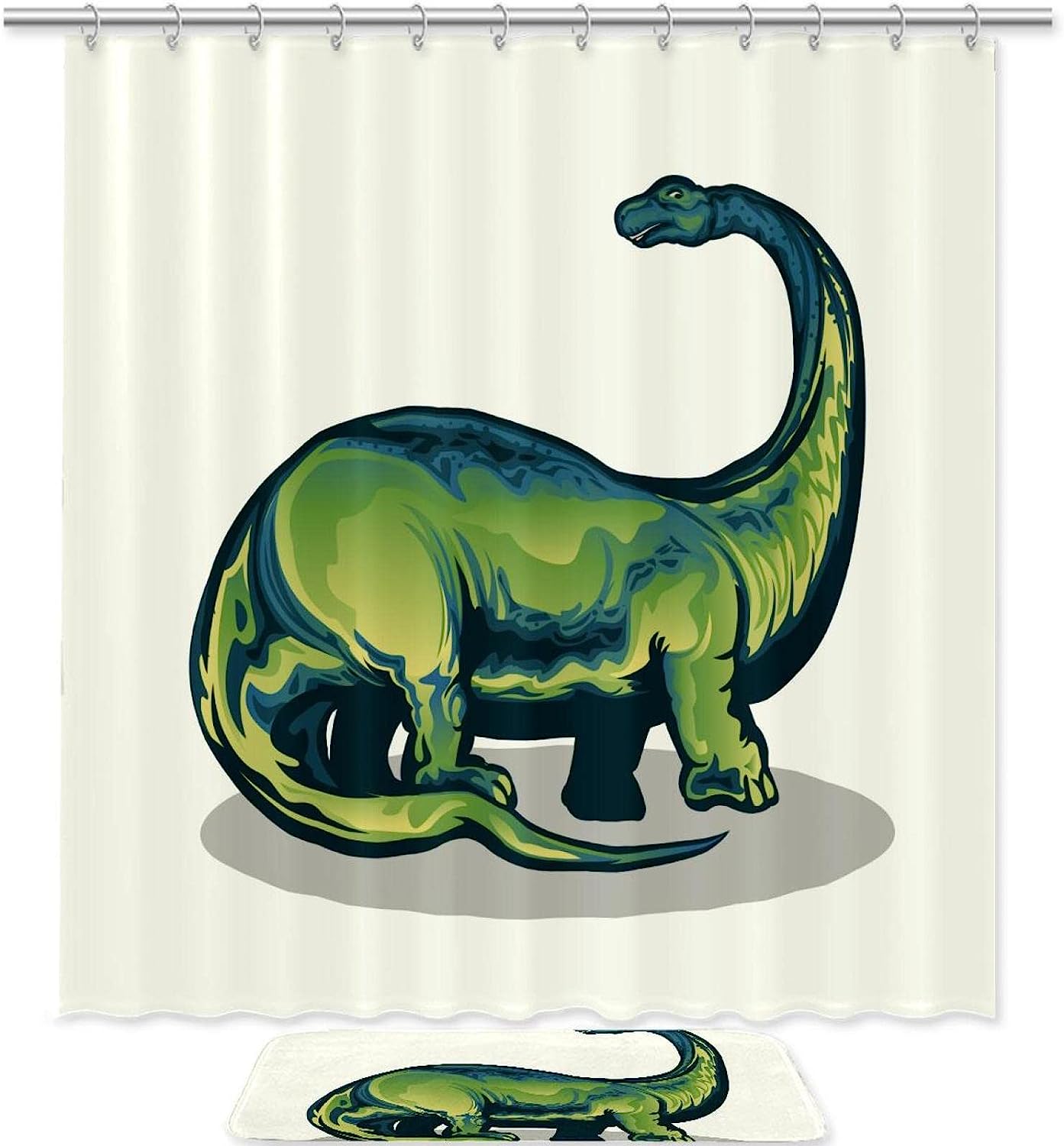 Realistic Brontosaurus Dinosaur Shower Curtain, Waterproof Bathroom Curtain