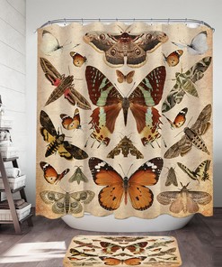 Realistic Butterfly Shower Curtain, Colorful Nature Bath Curtain
