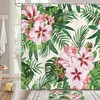 Realistic Flowers and Leaves Shower Curtain with Tropical Plant Leaf for Aesthetic Bathroom Decor