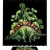 Realistic Green Dinosaur Painting Shower Curtain, Waterproof Fabric Bathroom Decor With Nature Print