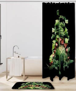 Realistic Green Dinosaur Painting Shower Curtain, Waterproof Fabric Bathroom Decor With Nature Print