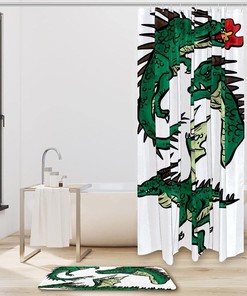 Realistic Green Dragon Shower Curtain, Waterproof Fabric Bathroom Decor With Gothic Print