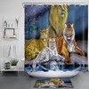 Realistic Lion Tiger Leopard Big Cats Waterproof Fabric Shower Curtain for Wildlife Lovers