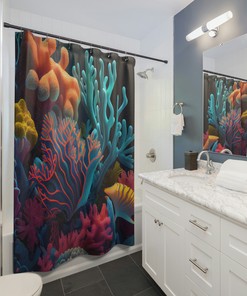 Realistic and Detailed Coral Reef Shower Curtain