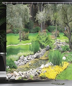 Recreational View Of Japanese Park Garden Shower Curtain For Bathroom