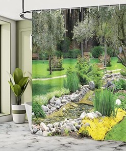 Recreational View Of Japanese Park Garden Shower Curtain For Bathroom