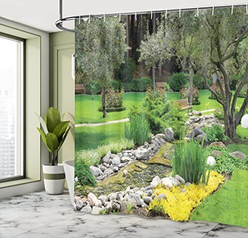 Recreational View Of Japanese Park Garden Shower Curtain For Bathroom
