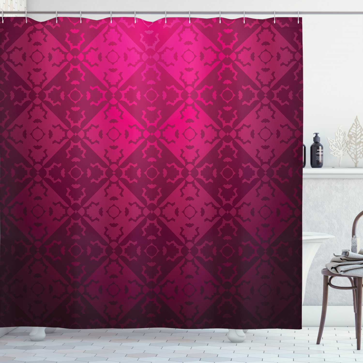 Rectangular Forms Geometric Pattern Shower Curtain For Modern Bathroom Decor