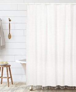 Recycled Grey Folkulture Boho Shower Curtain - Stylish And Sustainable Bathroom Decor With Water Repellent Design