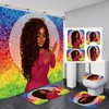 Red Accented Black Girl Bathroom Decor Set With African American Shower Curtain