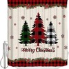 Red And Black Buffalo Plaid Christmas Tree Snowflake Shower Curtain