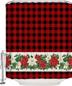 Red And Black Plaid Snowflake Shower Curtain For A Merry Christmas