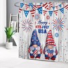 Red And Blue Stars Fireworks On Vintage Wooden Board 4Th Of July Gnome Shower Curtain With Curtain Full Size
