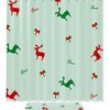 Red And Green Deer Gift Printed Bathroom Tub Set With Waterproof Fabric Shower Curtain