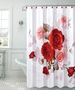 Red And White Roses Garden Rose Shower Curtain - Chic Floral Bathroom Decor