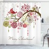 Red And White Snowflakes, Running Elk, And Red Snowflakes Print Fabric Shower Curtain For Festive Bathroom Decor