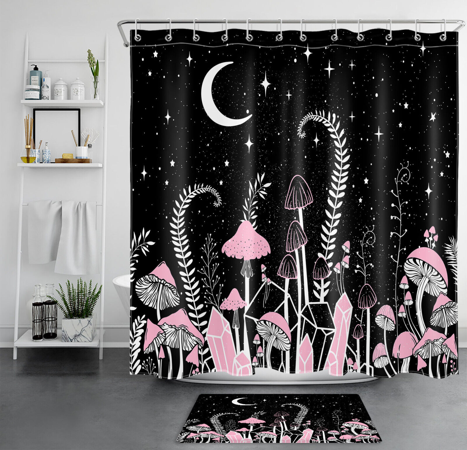 Red And Yellow Mushroom Botanical Leaf Shower Curtain