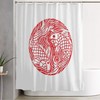 Red Asian Koi Fish Woodcut Shower Curtain 