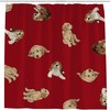 Red Background Pretty Dogs Print Shower Curtain for a Playful Bathroom