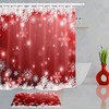 Red Background Snowflakes Theme And Season'S Greetings Print Shower Curtain For Bathroom Decor
