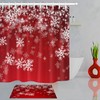 Red Background White Snowflakes Waterproof Fabric Christmas Shower Curtain 