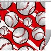 Red Baseball Sport Shower Curtain- Waterproof Washable Bath Curtain For Bathroom