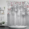 Red Berries Snowflake Shower Curtain - Christmas Bathroom Decor