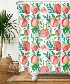 Red Berries Watercolor Shower Curtain - Chic and Elegant Bathroom Decor with Fruits and Berries print
