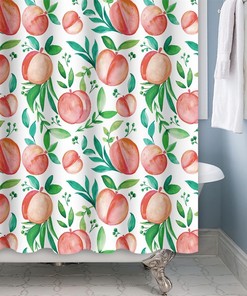 Red Berries Watercolor Shower Curtain - Chic and Elegant Bathroom Decor with Fruits and Berries print