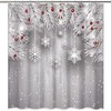 Red Bird, Floral, And Tree Print Fabric Shower Curtain For Festive Bathroom Decor