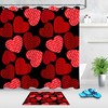 Red & Black Heart Patterns Shower Curtain | Valentine's Day Bathroom Decor
