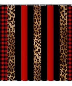 Red & Black Leopard Shower Curtain, Dramatic Bathroom Decor