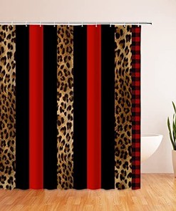 Red & Black Leopard Shower Curtain, Dramatic Bathroom Decor