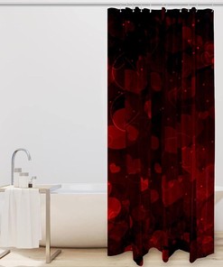 Red Black Love Heart Shower Curtain, Waterproof Bath Curtains Bathroom Curtain