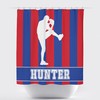 Red, Blue, And White Vertical Striped Custom Baseball Bathroom Shower Curtain