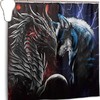 Red Blue Dragon And Wolf Shower Curtain, Beautiful Bathroom Decor