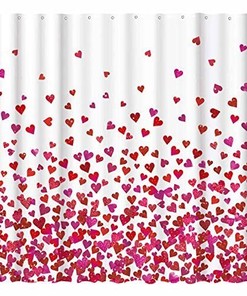 Red Bokeh Falling Hearts Shower Curtain - Romantic And Decorative