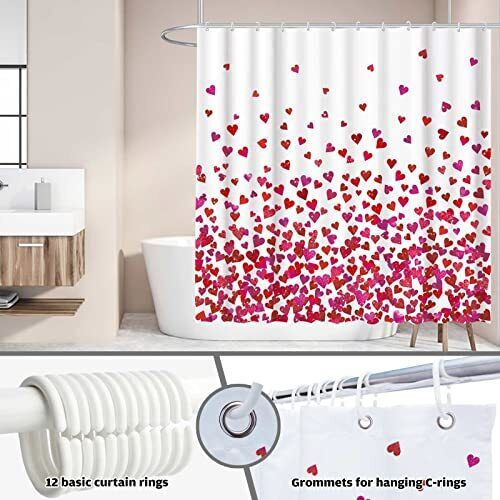 Red Bokeh Falling Hearts Shower Curtain - Romantic And Decorative - Image 3