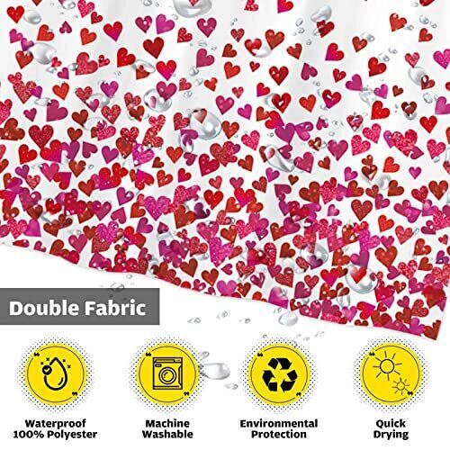 Red Bokeh Falling Hearts Shower Curtain - Romantic And Decorative - Image 4