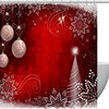 Red Bright Christmas Snowflakes Fabric Shower Curtain for Bathroom Decor