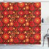 Red Brown Vivid Botanical Print Shower Curtain for Bathroom