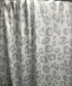 Red Bubble Light Gray Leopard Animal Print Shower Curtain, Fashion Bath Curtain