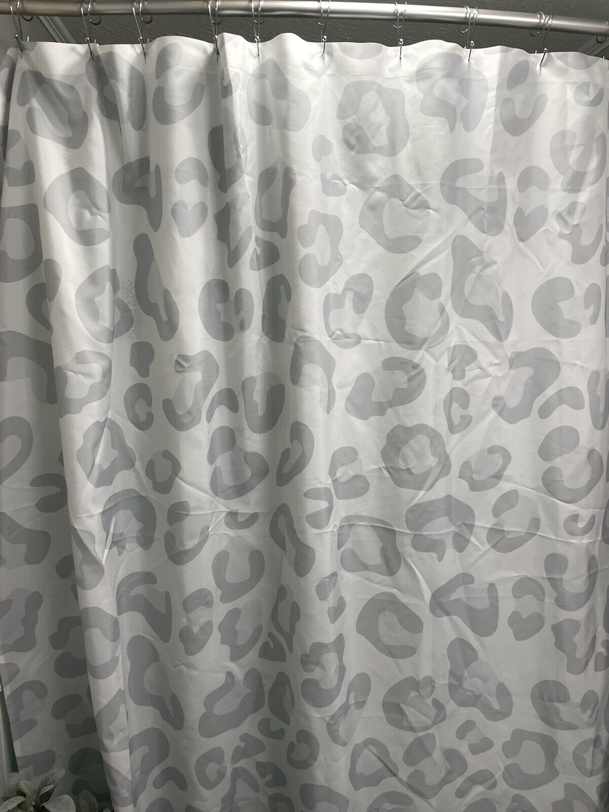 Red Bubble Light Gray Leopard Animal Print Shower Curtain, Fashion Bath Curtain