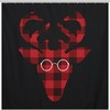Red Buffalo Plaid Deer Trendy Modern Shower Curtain with Waterproof Fabric Bathroom Decorations