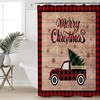 Red Buffalo Plaid Snowflake Red Truck Pull Xmas Tree Christmas Shower Curtain