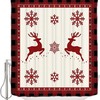 Red Buffalo Plaid Snowflake Reindeer Elk Shower Curtain For Christmas