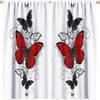 Red Butterfly Flowers Printed Curtains for Girls Room with Blackout Window Curtain Panels and Rod Pocket Window Drapes