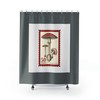 Red Capped Mushrooms Cottage Core Boho Vintage Stamp Art Shower Curtain